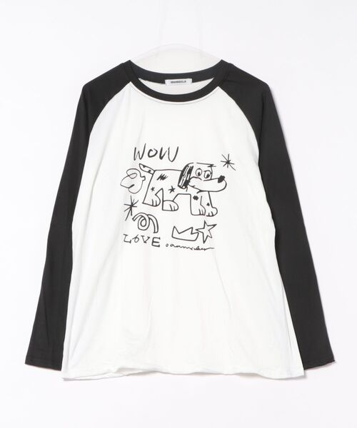 MEMECLE（メメクル）の「【 MEMECLE / メメクル 】ドッグプリント ロゴ ラグラン ロンT（Tシャツ/カットソー・レディース・ブラック・LARGE/MEDIUM/SMALL）」の9枚目の写真