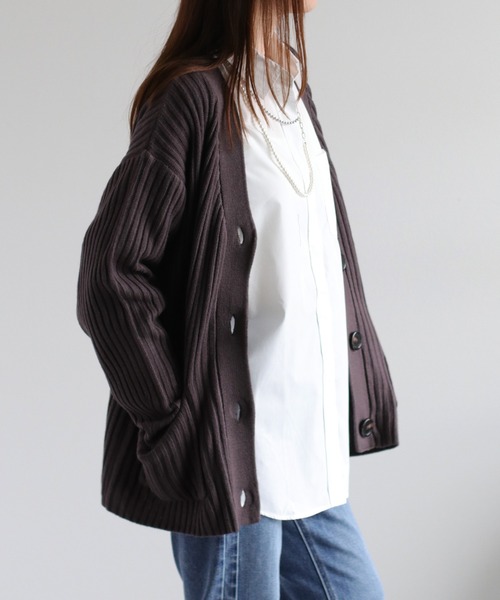 cepo（セポ）の「カシミアタッチＶネックリブカーディガン〈ウォッシャブル〉（カーディガン/ボレロ・レディース・チャコール/ベージュ/ブラウン・M）」の10枚目の写真