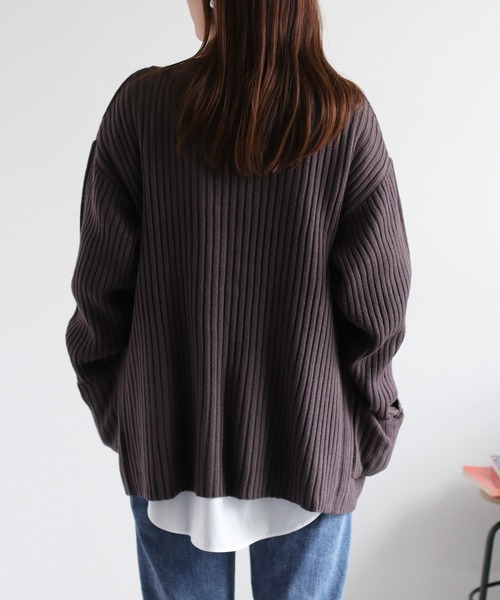 cepo（セポ）の「カシミアタッチＶネックリブカーディガン〈ウォッシャブル〉（カーディガン/ボレロ・レディース・チャコール/ベージュ/ブラウン・M）」の12枚目の写真