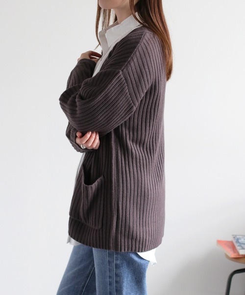 cepo（セポ）の「カシミアタッチＶネックリブカーディガン〈ウォッシャブル〉（カーディガン/ボレロ・レディース・チャコール/ベージュ/ブラウン・M）」の13枚目の写真