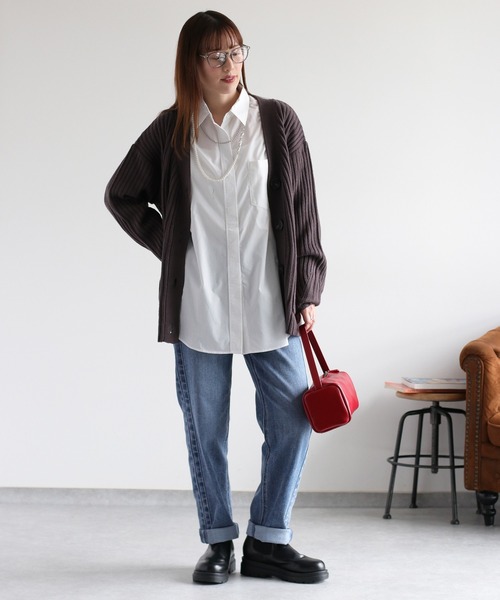 cepo（セポ）の「カシミアタッチＶネックリブカーディガン〈ウォッシャブル〉（カーディガン/ボレロ・レディース・チャコール/ベージュ/ブラウン・M）」の4枚目の写真