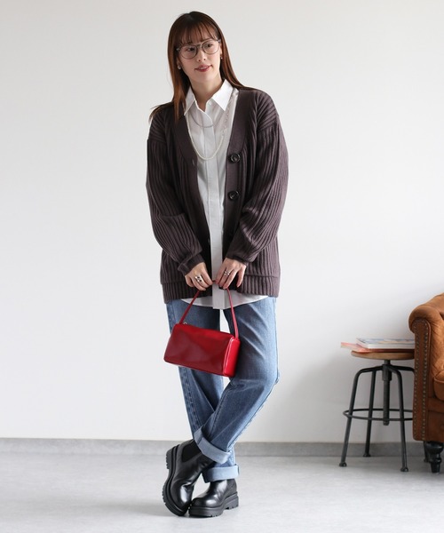 cepo（セポ）の「カシミアタッチＶネックリブカーディガン〈ウォッシャブル〉（カーディガン/ボレロ・レディース・チャコール/ベージュ/ブラウン・M）」の8枚目の写真