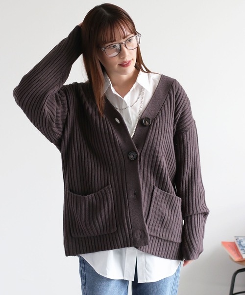 cepo（セポ）の「カシミアタッチＶネックリブカーディガン〈ウォッシャブル〉（カーディガン/ボレロ・レディース・チャコール/ベージュ/ブラウン・M）」の15枚目の写真