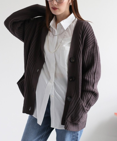 cepo（セポ）の「カシミアタッチＶネックリブカーディガン〈ウォッシャブル〉（カーディガン/ボレロ・レディース・チャコール/ベージュ/ブラウン・M）」の16枚目の写真