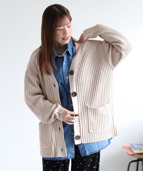 cepo（セポ）の「カシミアタッチＶネックリブカーディガン〈ウォッシャブル〉（カーディガン/ボレロ・レディース・チャコール/ベージュ/ブラウン・M）」の22枚目の写真