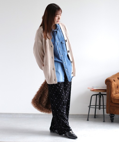 cepo（セポ）の「カシミアタッチＶネックリブカーディガン〈ウォッシャブル〉（カーディガン/ボレロ・レディース・チャコール/ベージュ/ブラウン・M）」の21枚目の写真