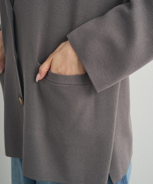 PUAL CE CIN（ピュアルセシン）の「【セットアップ対応】ニットテーラードジャケット（テーラードジャケット・レディース・ブラック/グレー・FREE）」の3枚目の写真