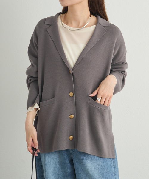 PUAL CE CIN（ピュアルセシン）の「【セットアップ対応】ニットテーラードジャケット（テーラードジャケット・レディース・ブラック/グレー・FREE）」の19枚目の写真