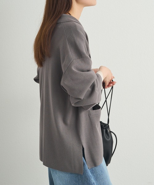 PUAL CE CIN（ピュアルセシン）の「【セットアップ対応】ニットテーラードジャケット（テーラードジャケット・レディース・ブラック/グレー・FREE）」の14枚目の写真