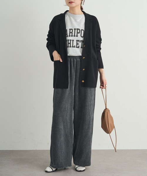 PUAL CE CIN（ピュアルセシン）の「【セットアップ対応】ニットテーラードジャケット（テーラードジャケット・レディース・ブラック/グレー・FREE）」の9枚目の写真