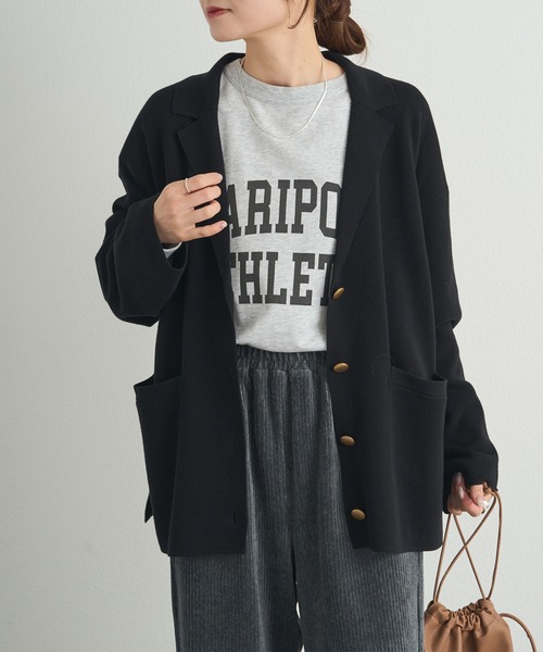 PUAL CE CIN（ピュアルセシン）の「【セットアップ対応】ニットテーラードジャケット（テーラードジャケット・レディース・ブラック/グレー・FREE）」の21枚目の写真