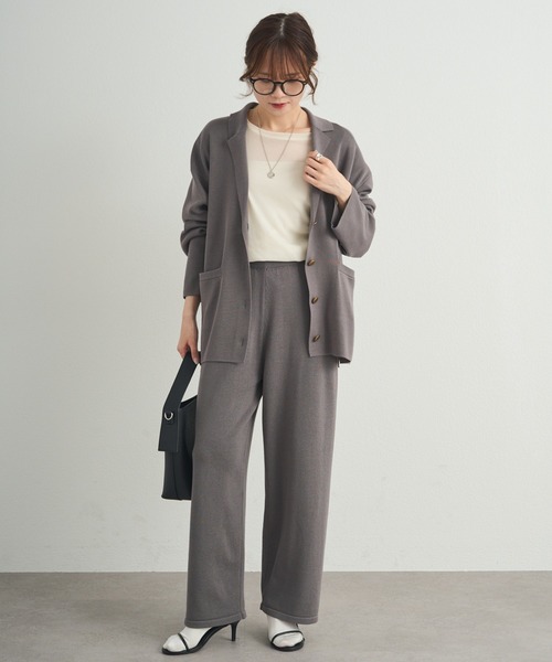 PUAL CE CIN（ピュアルセシン）の「【セットアップ対応】ニットテーラードジャケット（テーラードジャケット・レディース・ブラック/グレー・FREE）」の16枚目の写真