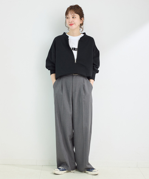 B.C STOCK（ベーセーストック）の「《追加》ウォッシャブル / 裏毛ハーフジッププルオーバー（スウェット・レディース・ブラック/グレー/ブラウン・FREE）」の4枚目の写真