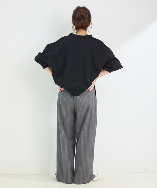 B.C STOCK（ベーセーストック）の「《追加》ウォッシャブル / 裏毛ハーフジッププルオーバー（スウェット・レディース・ブラック/グレー/ブラウン・FREE）」の7枚目の写真