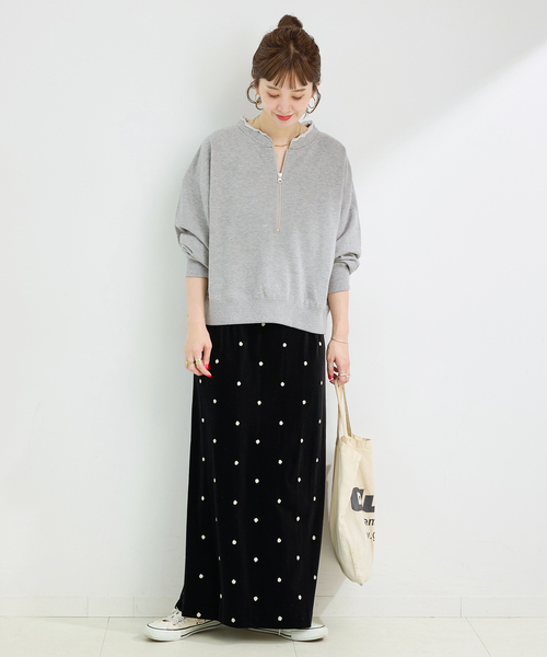 B.C STOCK（ベーセーストック）の「《追加》ウォッシャブル / 裏毛ハーフジッププルオーバー（スウェット・レディース・ブラック/グレー/ブラウン・FREE）」の12枚目の写真