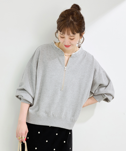 B.C STOCK（ベーセーストック）の「《追加》ウォッシャブル / 裏毛ハーフジッププルオーバー（スウェット・レディース・ブラック/グレー/ブラウン・FREE）」の15枚目の写真