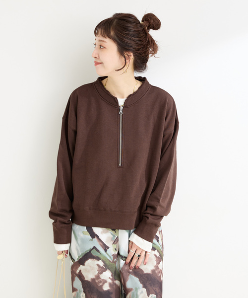 B.C STOCK（ベーセーストック）の「《追加》ウォッシャブル / 裏毛ハーフジッププルオーバー（スウェット・レディース・ブラック/グレー/ブラウン・FREE）」の22枚目の写真