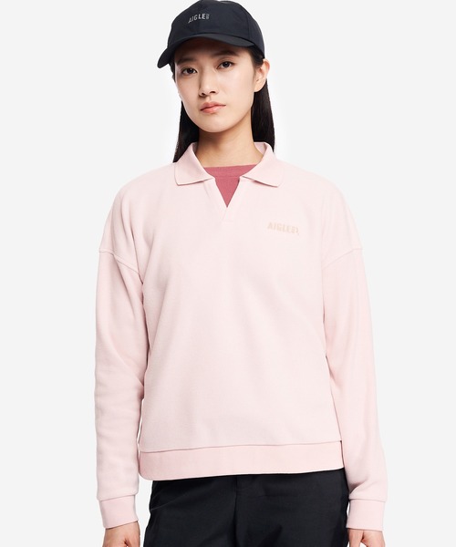 AIGLE（エーグル）の「POLARTEC THERMAL PRO ポーラーテック ポロフリース（スウェット・レディース・ブルーグレー/ピンク/バーガンディー・38/36/40）」の2枚目の写真