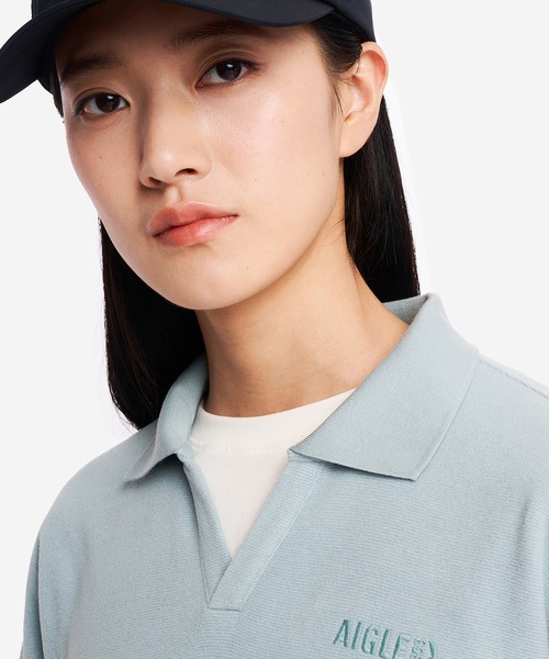 AIGLE（エーグル）の「POLARTEC THERMAL PRO ポーラーテック ポロフリース（スウェット・レディース・ブルーグレー/ピンク/バーガンディー・38/36/40）」の14枚目の写真