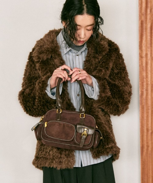 Lutim by u（ルチバイユー）の「Suede utility handle bag / スエード ユーティリティハンドルバック（ハンドバッグ・レディース・キャメル/ブラウン・FREE）」の5枚目の写真