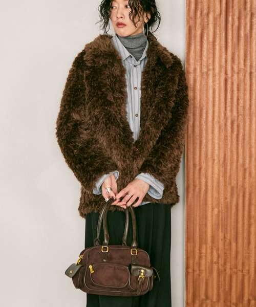 Lutim by u（ルチバイユー）の「Suede utility handle bag / スエード ユーティリティハンドルバック（ハンドバッグ・レディース・キャメル/ブラウン・FREE）」の6枚目の写真