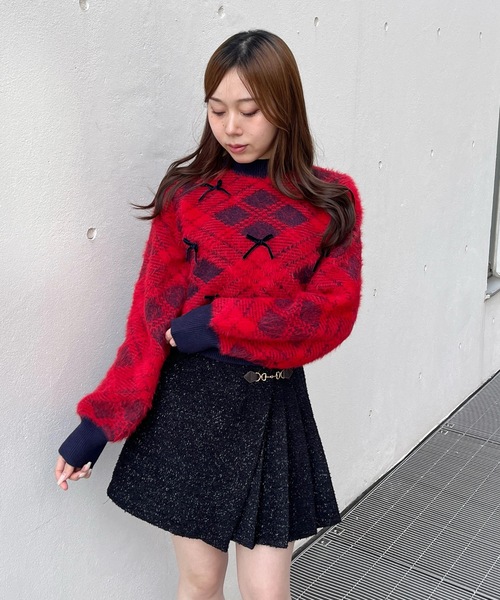 one way（ワンウェイ）の「ベロアリボンシャギーニット（ニット/セーター・レディース・ブラック/ブラウン/ネイビー/ホワイト・FREE）」の4枚目の写真