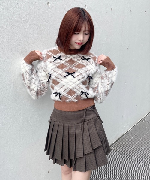 one way（ワンウェイ）の「ベロアリボンシャギーニット（ニット/セーター・レディース・ブラック/ブラウン/ネイビー/ホワイト・FREE）」の3枚目の写真