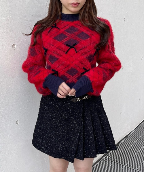 one way（ワンウェイ）の「ベロアリボンシャギーニット（ニット/セーター・レディース・ブラック/ブラウン/ネイビー/ホワイト・FREE）」の7枚目の写真