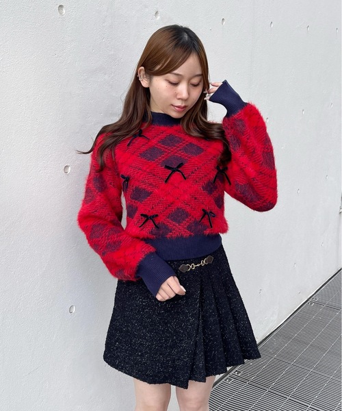 one way（ワンウェイ）の「ベロアリボンシャギーニット（ニット/セーター・レディース・ブラック/ブラウン/ネイビー/ホワイト・FREE）」の8枚目の写真