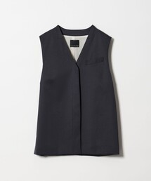 UNITED ARROWS ベルテッドロングジレ ダブルフェイスベスト ブラック UNITED ARROWS ベルテッドロングジレ ダブルフェイスベスト