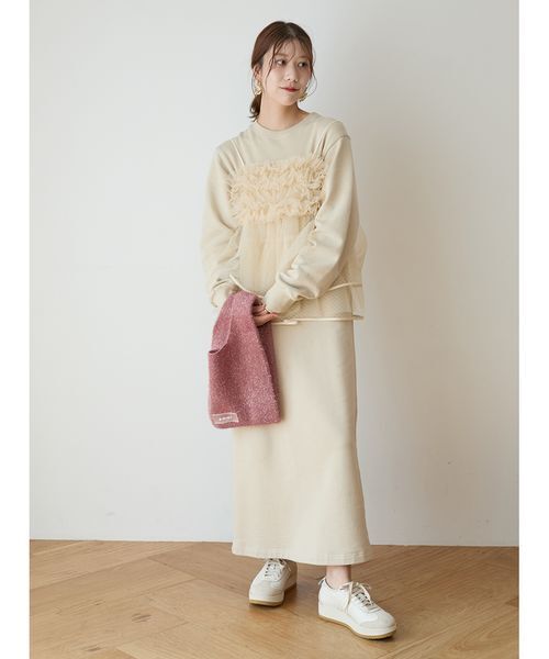 emmi チュールビスチェ×裏毛ワンピースセット emmi（エミ）の「【セットアイテム】チュールビスチェ×裏毛ワンピース