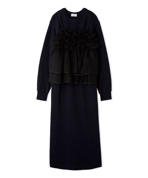 セール】【セットアイテム】チュールビスチェ×裏毛ワンピースセット