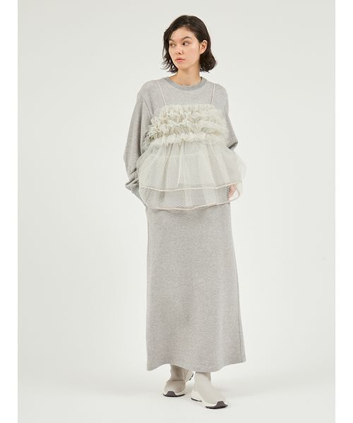 emmi(エミ)の「【セットアイテム】チュールビスチェ×裏毛ワンピースセット(ワンピース・レディース・ベージュ/ネイビー/グレー・0/1)」の4枚目の写真