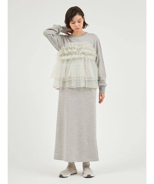 emmi(エミ)の「【セットアイテム】チュールビスチェ×裏毛ワンピースセット(ワンピース・レディース・ベージュ/ネイビー/グレー・0/1)」の5枚目の写真