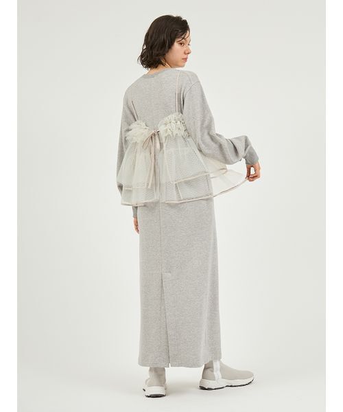 emmi(エミ)の「【セットアイテム】チュールビスチェ×裏毛ワンピースセット(ワンピース・レディース・ベージュ/ネイビー/グレー・0/1)」の6枚目の写真