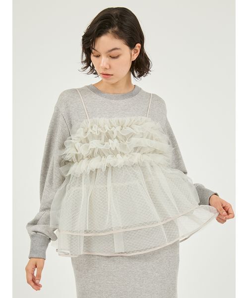 セール】【セットアイテム】チュールビスチェ×裏毛ワンピースセット