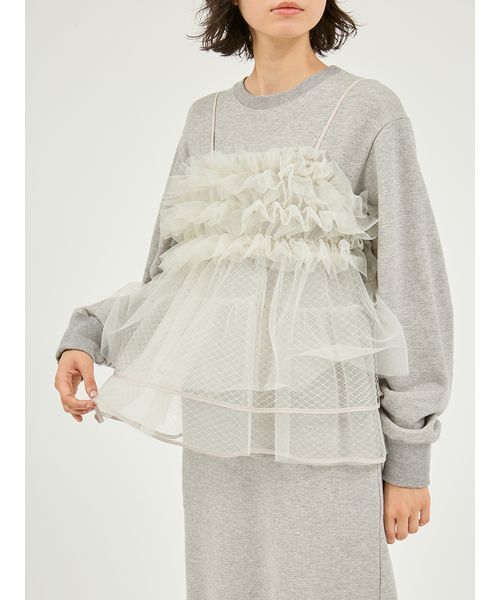 emmi(エミ)の「【セットアイテム】チュールビスチェ×裏毛ワンピースセット(ワンピース・レディース・ベージュ/ネイビー/グレー・0/1)」の9枚目の写真