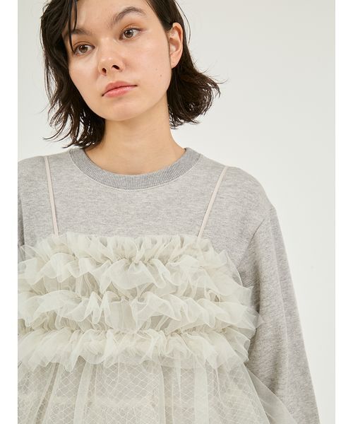emmi(エミ)の「【セットアイテム】チュールビスチェ×裏毛ワンピースセット(ワンピース・レディース・ベージュ/ネイビー/グレー・0/1)」の10枚目の写真