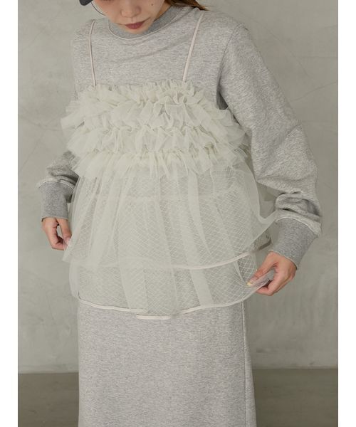 セール】【セットアイテム】チュールビスチェ×裏毛ワンピースセット