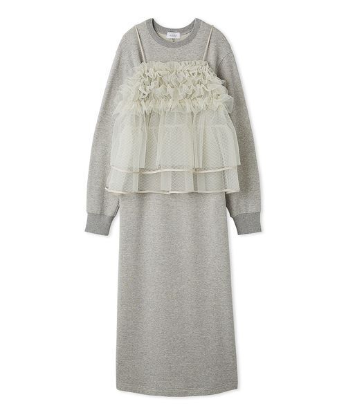セール】【セットアイテム】チュールビスチェ×裏毛ワンピースセット