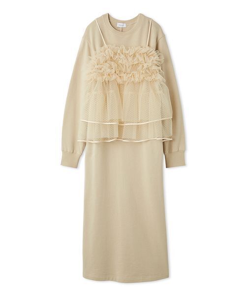 セール】【セットアイテム】チュールビスチェ×裏毛ワンピースセット