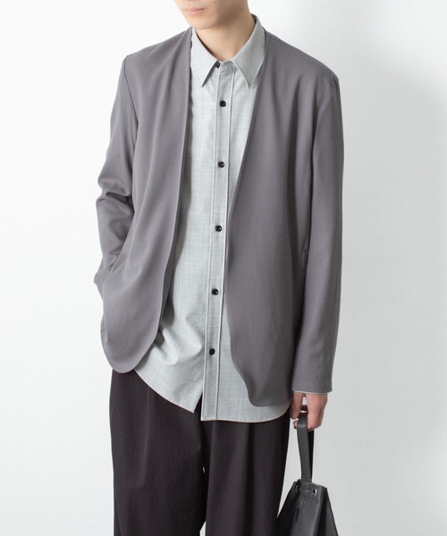 ATTACHMENT（アタッチメント）の「2/90 ウールツイストツイル カラーレスジャケット / 2/90 WO TWIST TWILL COLLARLESS JKT（ノーカラージャケット・メンズ・ブラック/グレー・1/2/3）」の13枚目の写真