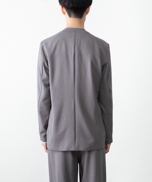 ATTACHMENT（アタッチメント）の「2/90 ウールツイストツイル カラーレスジャケット / 2/90 WO TWIST TWILL COLLARLESS JKT（ノーカラージャケット・メンズ・ブラック/グレー・1/2/3）」の7枚目の写真