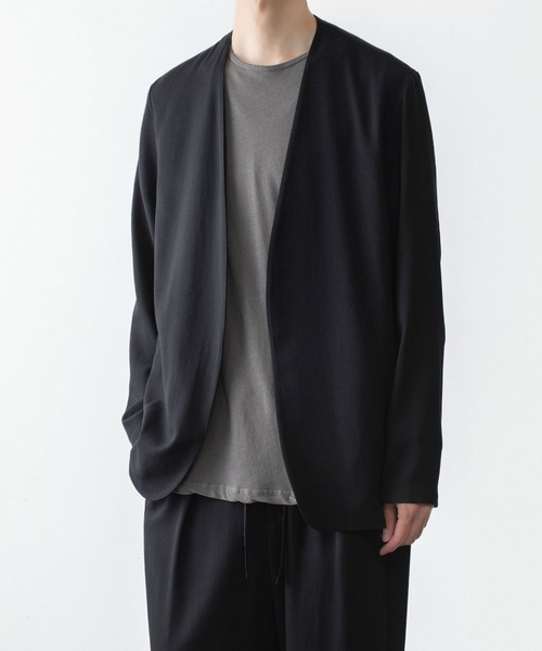 ATTACHMENT（アタッチメント）の「2/90 ウールツイストツイル カラーレスジャケット / 2/90 WO TWIST TWILL COLLARLESS JKT（ノーカラージャケット・メンズ・ブラック/グレー・1/2/3/4）」の16枚目の写真