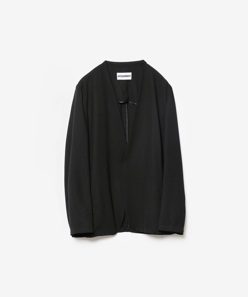 ATTACHMENT（アタッチメント）の「2/90 ウールツイストツイル カラーレスジャケット / 2/90 WO TWIST TWILL COLLARLESS JKT（ノーカラージャケット・メンズ・ブラック/グレー・1/2/3/4）」の14枚目の写真