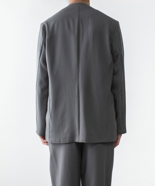 ATTACHMENT（アタッチメント）の「2/90 ウールツイストツイル カラーレスジャケット / 2/90 WO TWIST TWILL COLLARLESS JKT（ノーカラージャケット・メンズ・ブラック/グレー・1/2/3/4）」の8枚目の写真