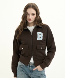 BENUA（ベヌア）の「Chenille Patch zip-up sweat/シェニールワッペン付きジップアップスウェット（パーカー）」