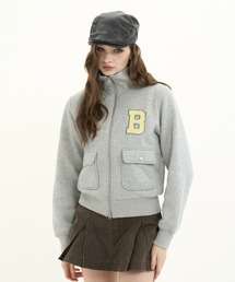 BENUA（ベヌア）の「Chenille Patch zip-up sweat/シェニールワッペン付きジップアップスウェット（パーカー）」