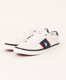 JEANS MATE（ジーンズメイト）の「【U.S. POLO ASSN./ユーエスポロアッスン】【トレンドに左右されずヘビーユースできる紐キャンバススニーカー】配色ライン  コートソール キャンパス スニーカー（スニーカー）」