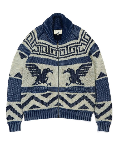 The DUFFER of ST.GEORGE（ザダファーオブセントジョージ）の「[INDIGO LABEL] COWICHAN KNIT：インディゴ カウチンニット（カーディガン/ボレロ・メンズ・インディゴブルー・MEDIUM/LARGE/X-LARGE）」の3枚目の写真